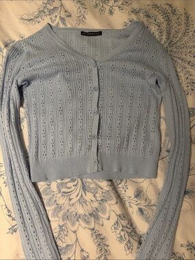 Brandy Melville Baby Blue Eyelet Button Cardigan